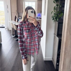 Pink Plaid A&F Flannel (Size Small)